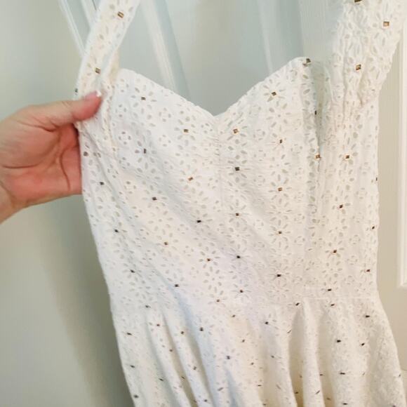Diane von Furstenberg DVF Dress Womens 10 White Rive Halter Eyelet Lace Y2k - Picture 3 of 10